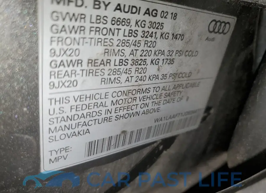 WA1LAAF71JD034411# 13