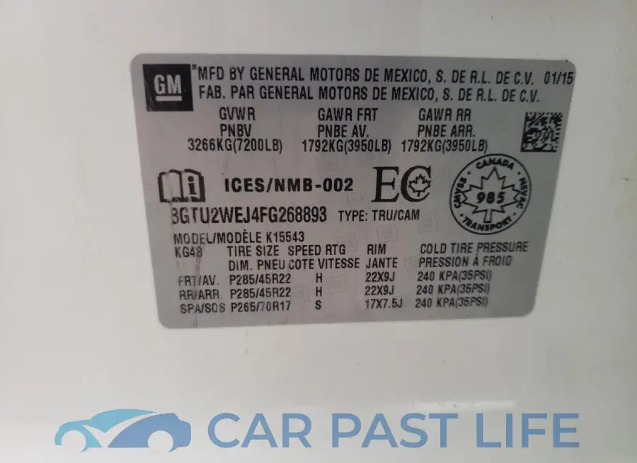 3GTU2WEJ4FG268893# 12