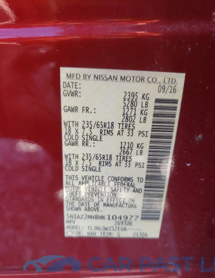 5N1AZ2MH8HN104977# 14