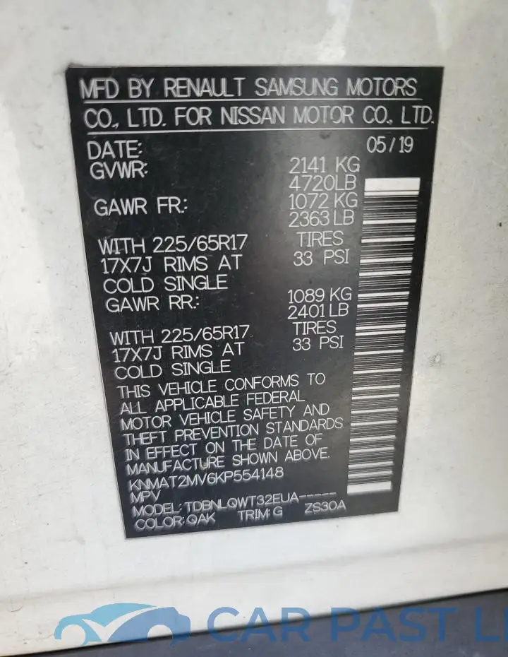 KNMAT2MV6KP554148# 13