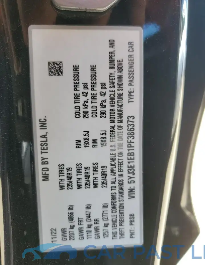 5YJ3E1EB1PF386373# 13