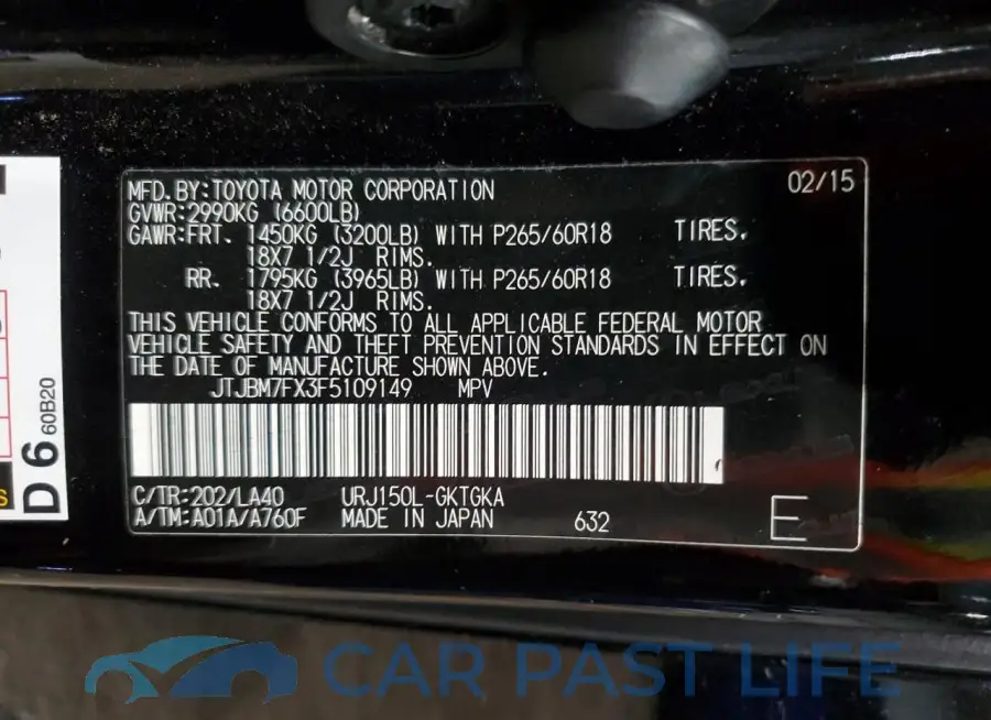 JTJBM7FX3F5109149# 14