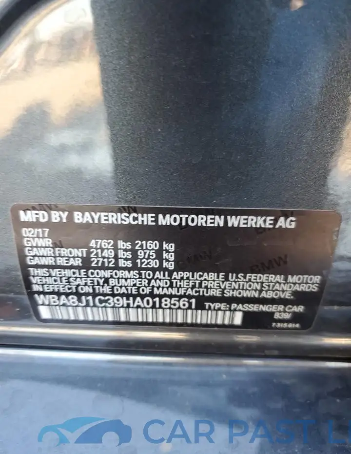 WBA8J1C39HA018561# 12