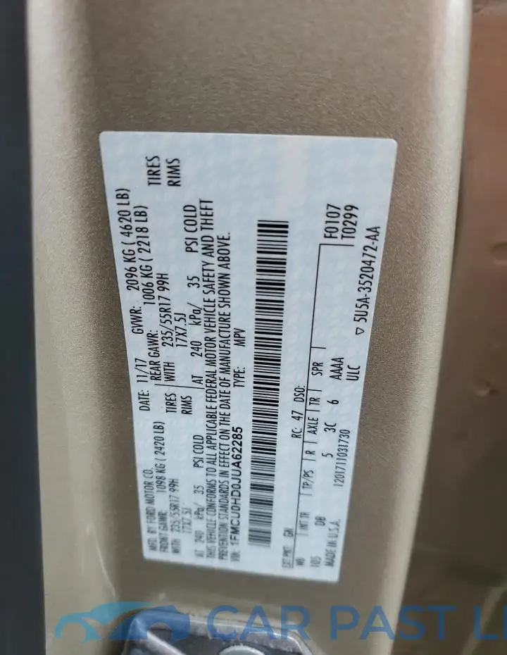 1FMCU0HD0JUA62285# 13