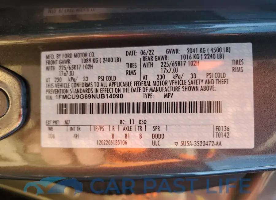 1FMCU9G69NUB14090# 13