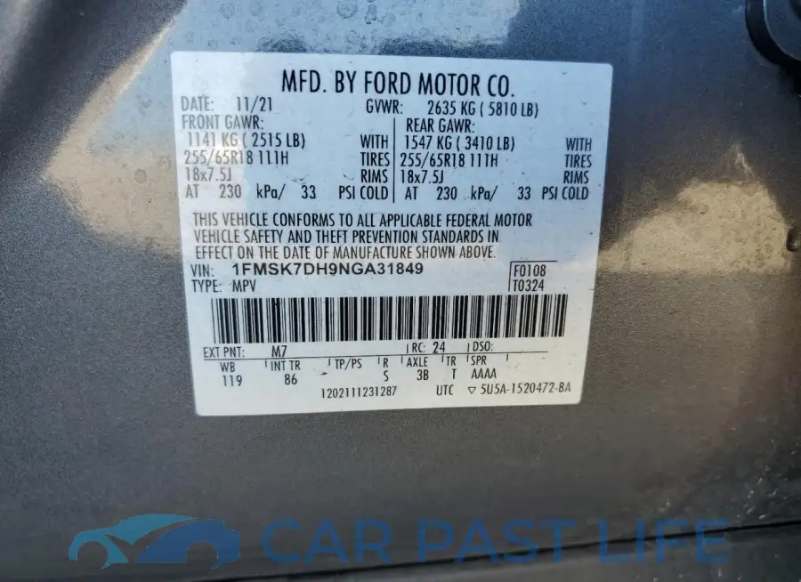 1FMSK7DH9NGA31849# 13
