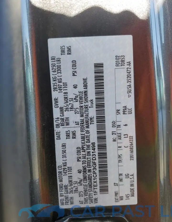 1FTEX1CP3GFD31498# 13