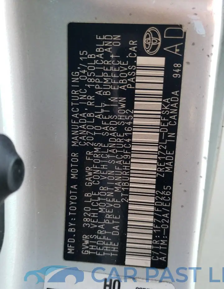 2T1BURHE9FC416452# 12