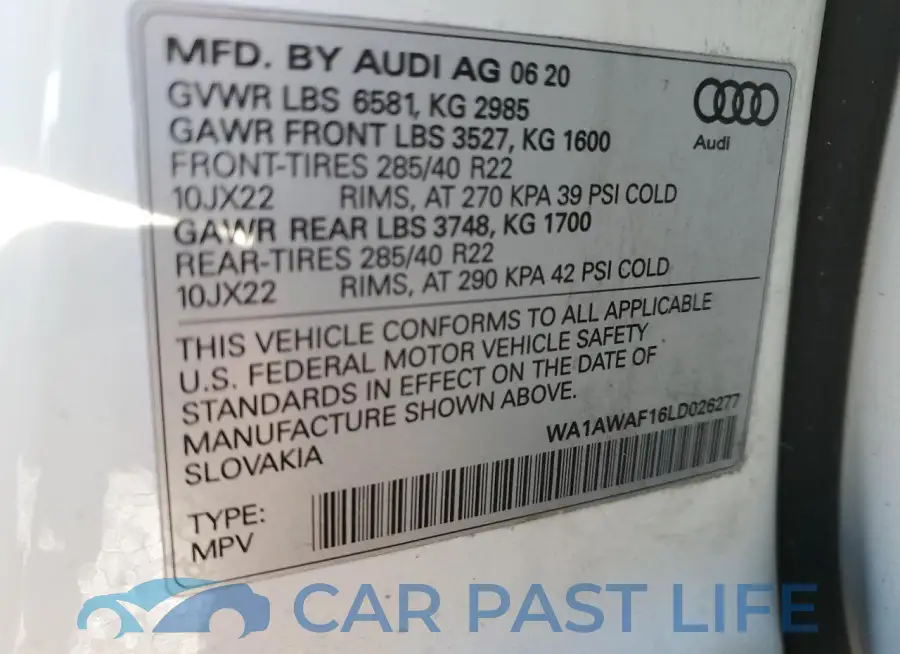 WA1AWAF16LD026277# 13