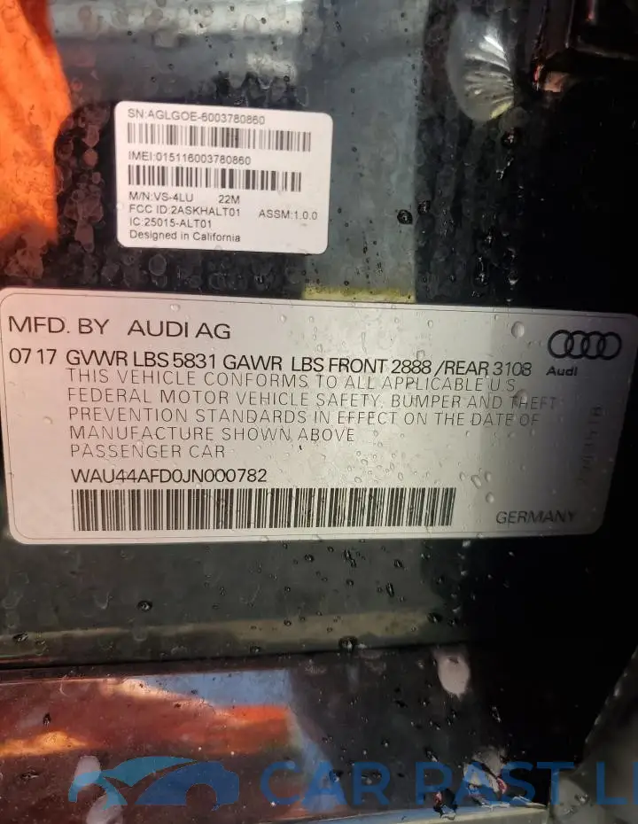 WAU44AFD0JN000782# 13