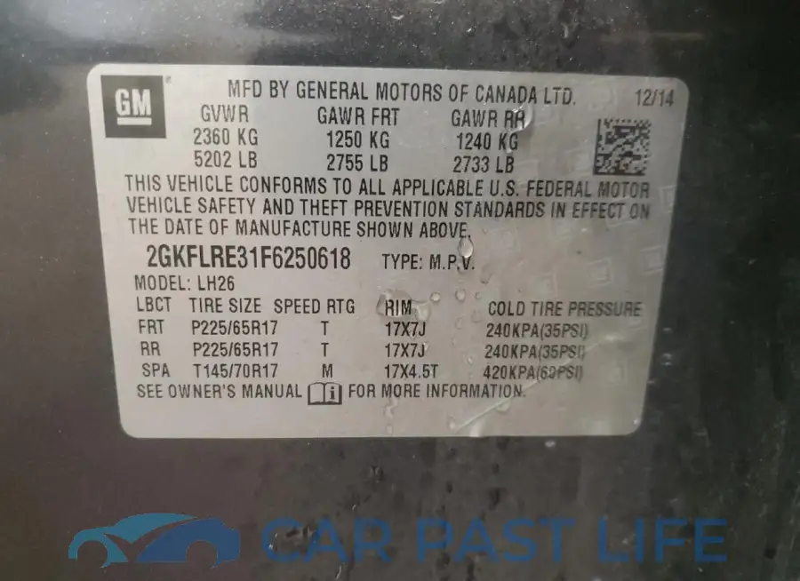2GKFLRE31F6250618# 13