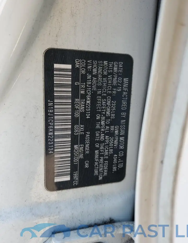 JN1BJ1CP6KW223134# 13