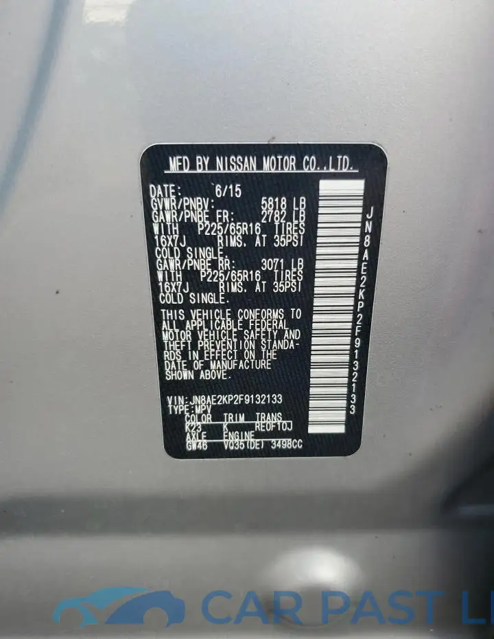 JN8AE2KP2F9132133# 13