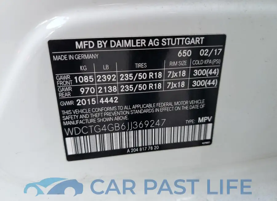 WDCTG4GB6JJ369247# 12