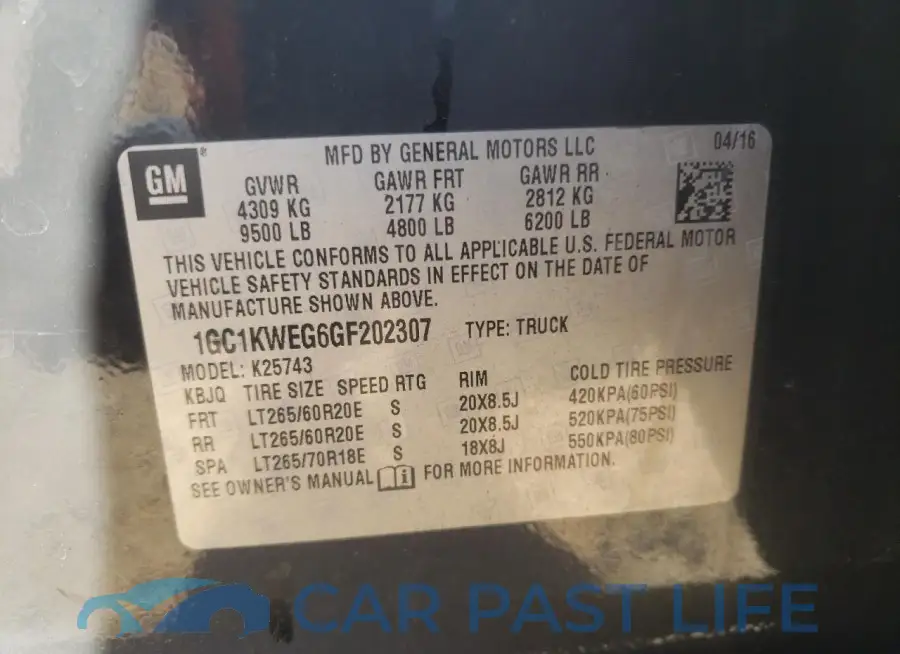 1GC1KWEG6GF202307# 12