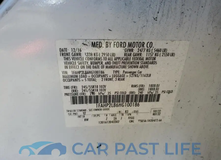 1FAHP2L86HG100186# 12