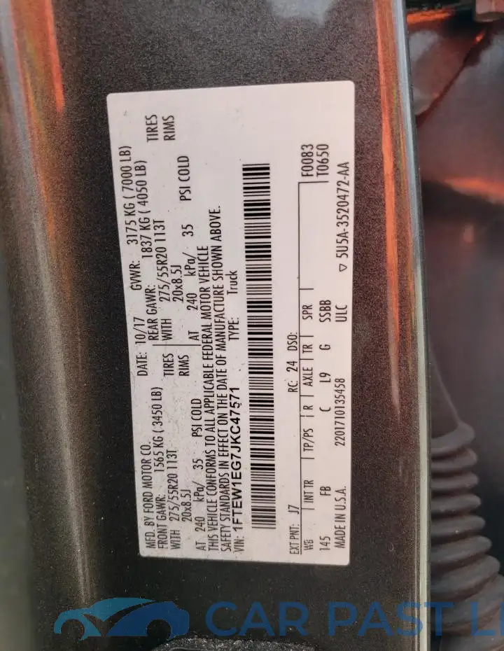 1FTEW1EG7JKC47571# 12
