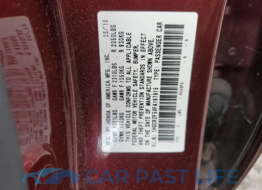 1HGCR2F5XFA197815# 12