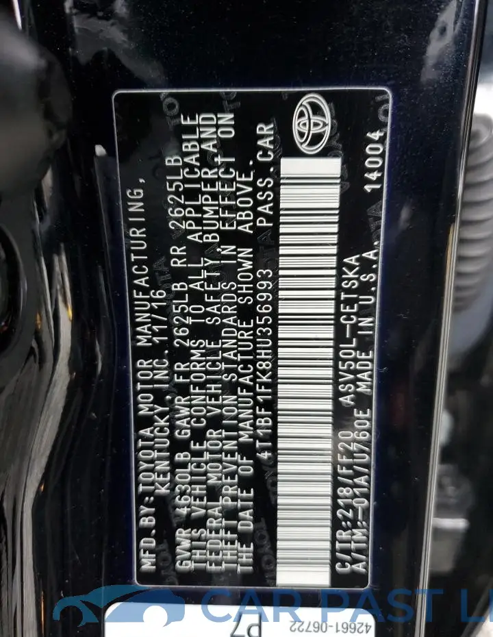 4T1BF1FK8HU356993# 12