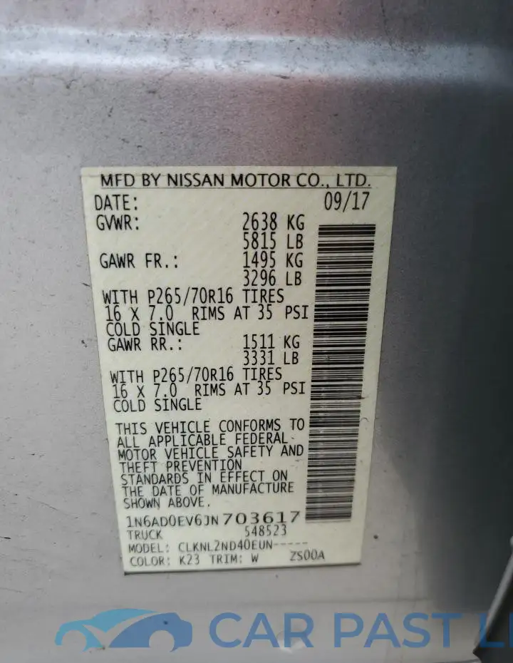 1N6AD0EV6JN703617# 13