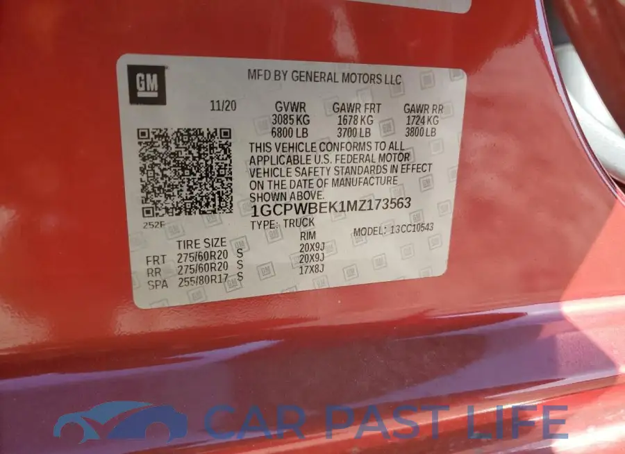 1GCPWBEK1MZ173563# 12
