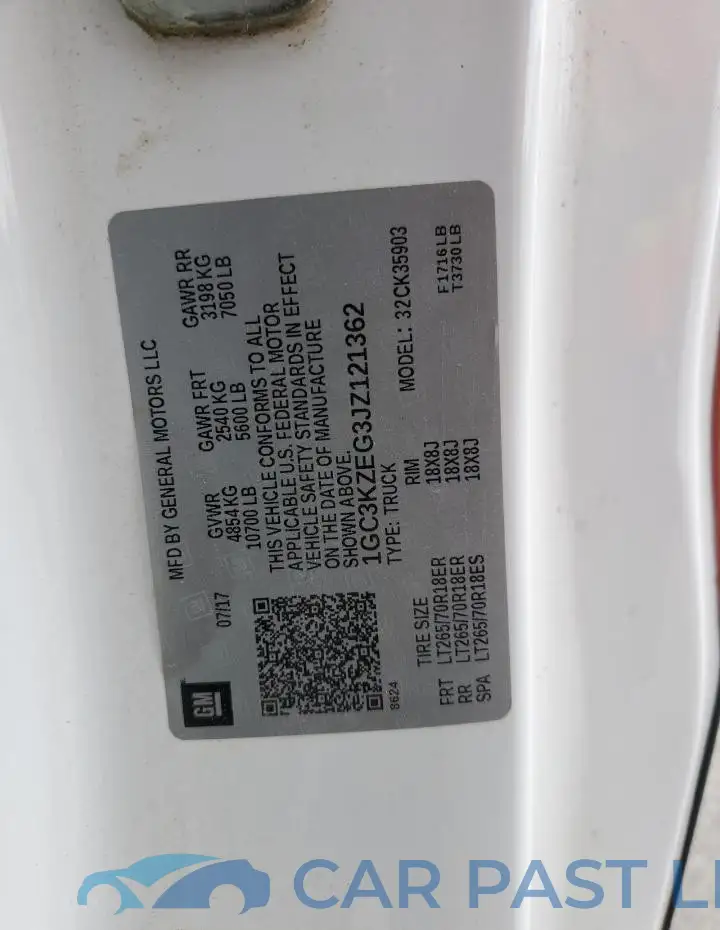 1GC3KZEG3JZ121362# 12