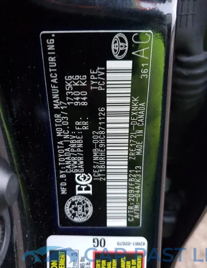 2T1BURHE9HC871126# 13