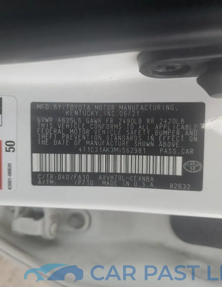 4T1C31AK3MU562981# 12