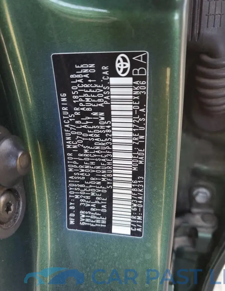 5YFBURHE3FP352845# 12