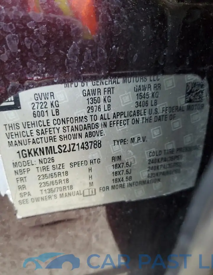 1GKKNMLS2JZ143788# 13
