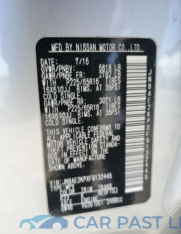 JN8AE2KPXF9132445# 13