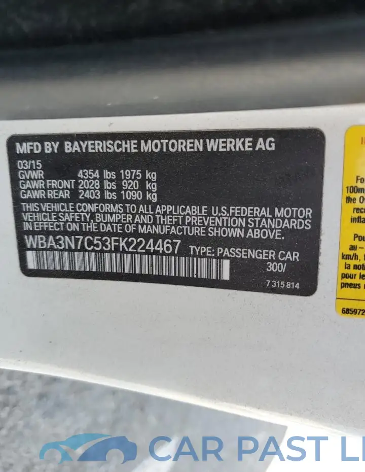 WBA3N7C53FK224467# 12