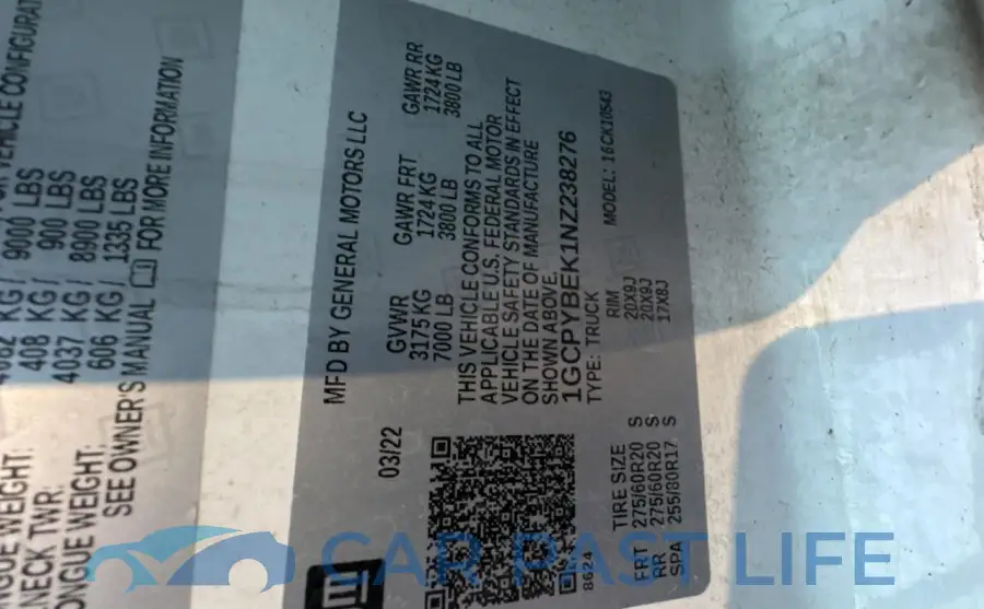 1GCPYBEK1NZ238276# 10