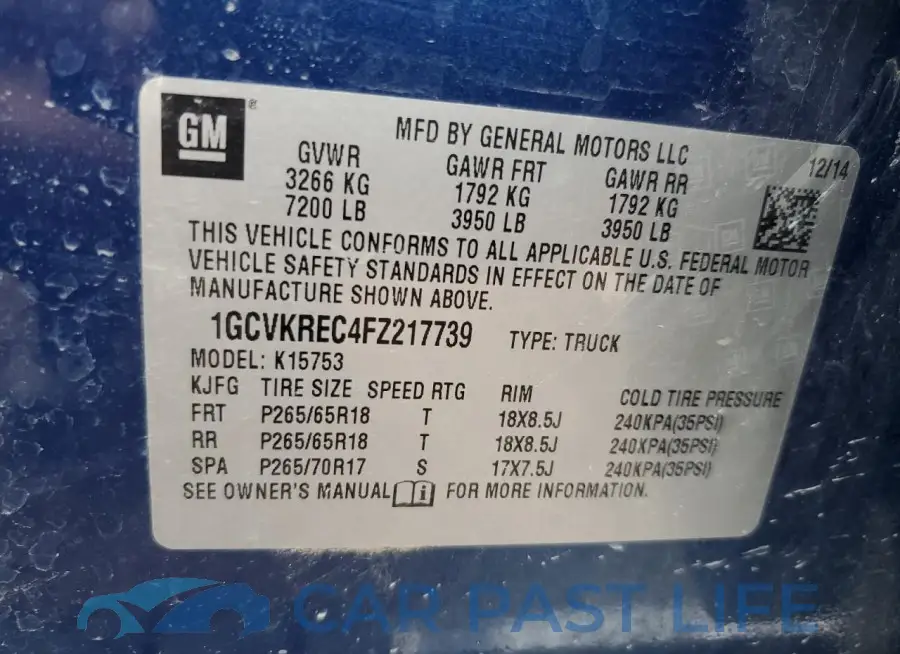 1GCVKREC4FZ217739# 12