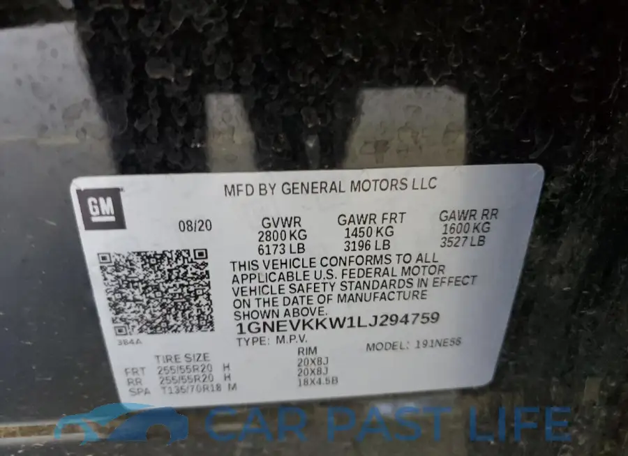 1GNEVKKW1LJ294759# 14