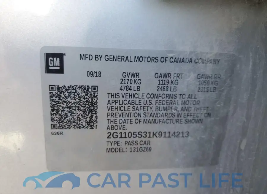 2G1105S31K9114213# 12