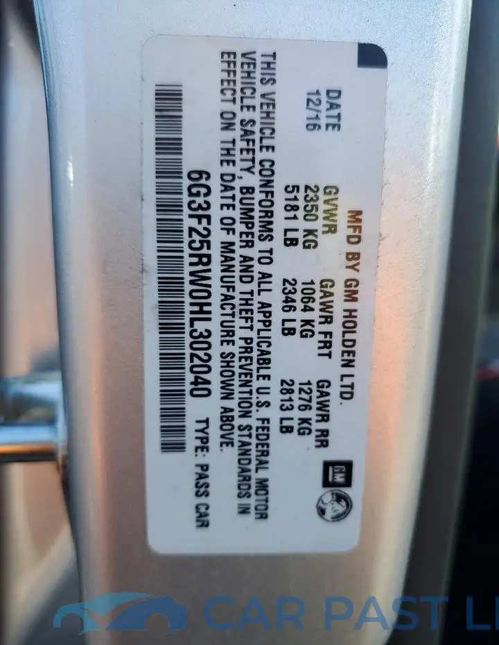 6G3F25RW0HL302040# 12