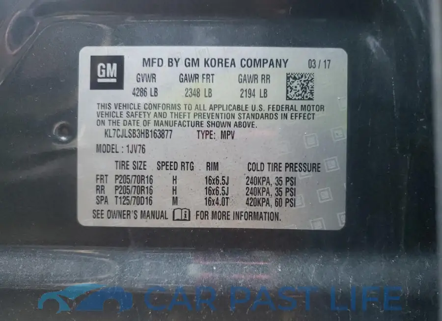 KL7CJLSB3HB163877# 13