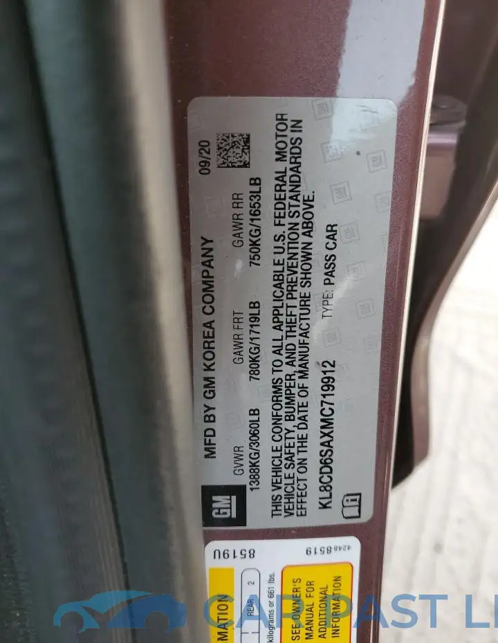 KL8CD6SAXMC719912# 13