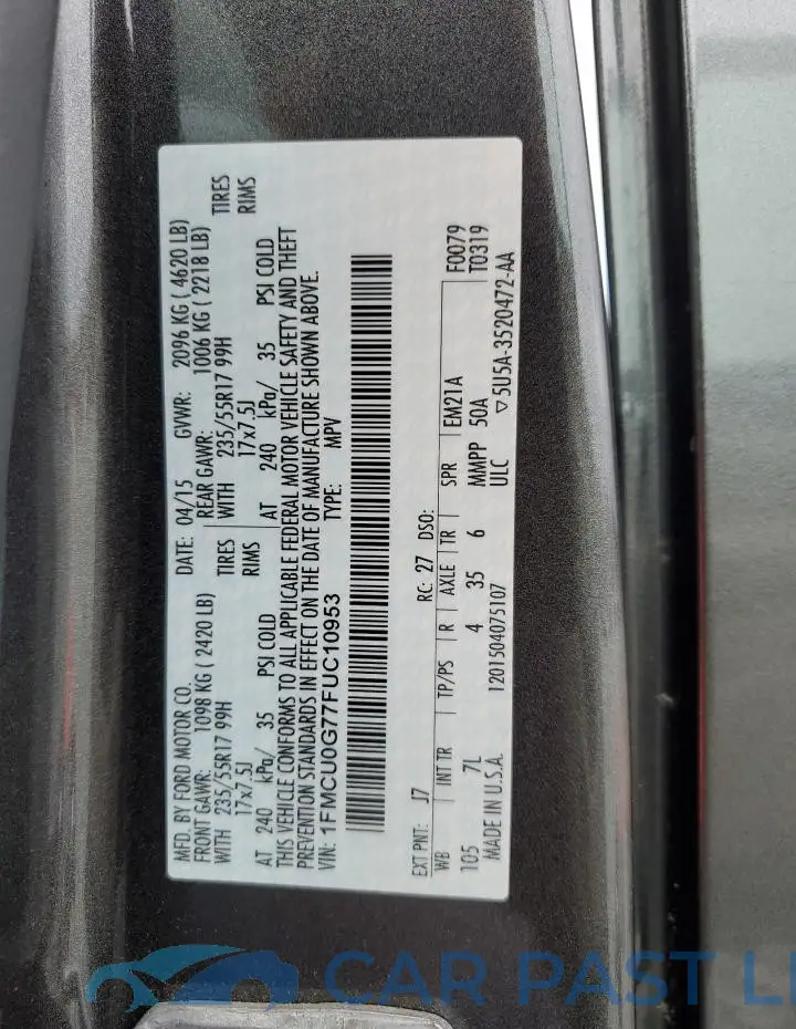 1FMCU0G77FUC10953# 12