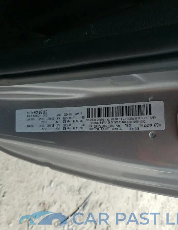 3C6JR6DGXKG589486# 12