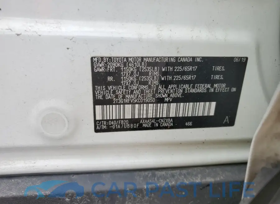 2T3G1RFV5KC019050# 13