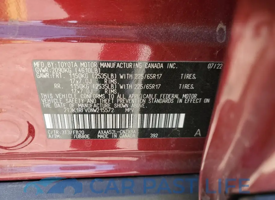 2T3K1RFV0NW215572# 13