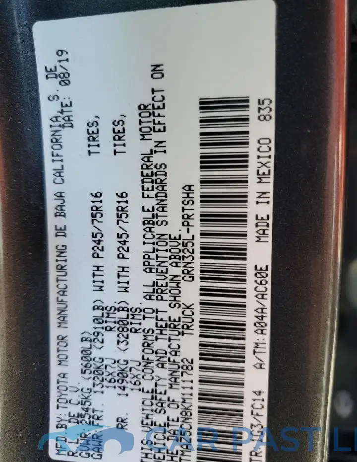 3TMAZ5CN8KM111782# 12