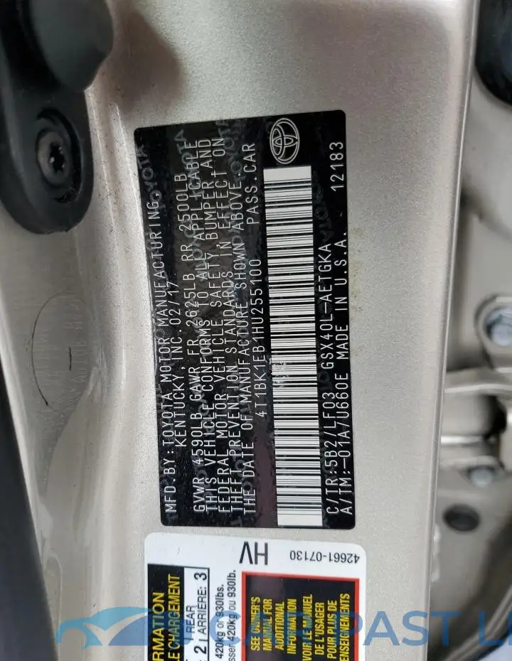 4T1BK1EB1HU255100# 12
