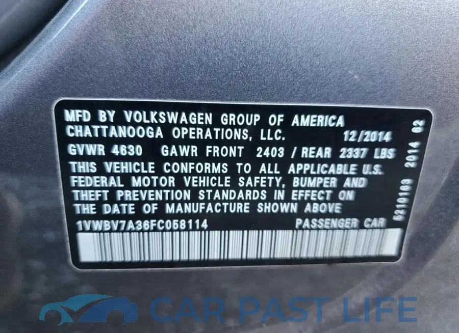 1VWBV7A36FC058114# 12