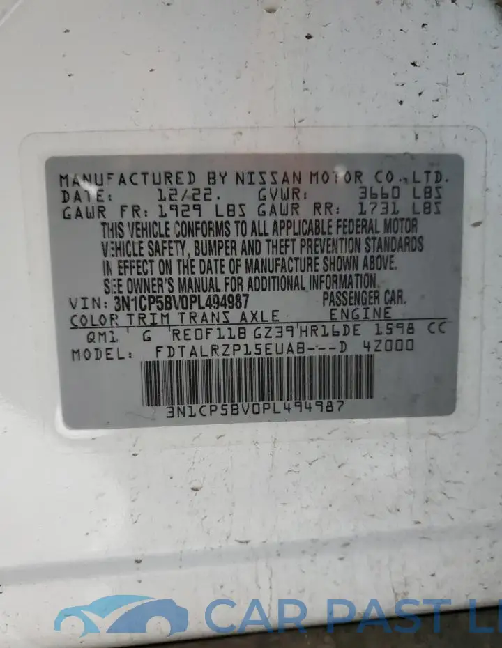 3N1CP5BV0PL494987# 12