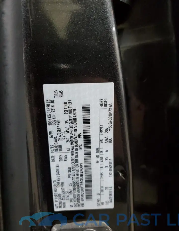 1FMCU0F75GUB24091# 13
