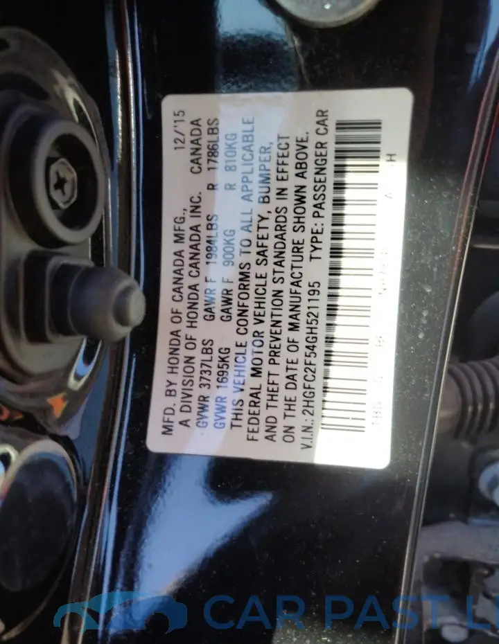 2HGFC2F54GH521195# 12