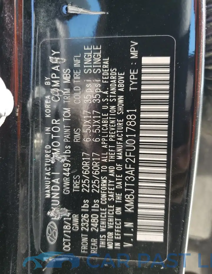 KM8JT3AF2FU017881# 13